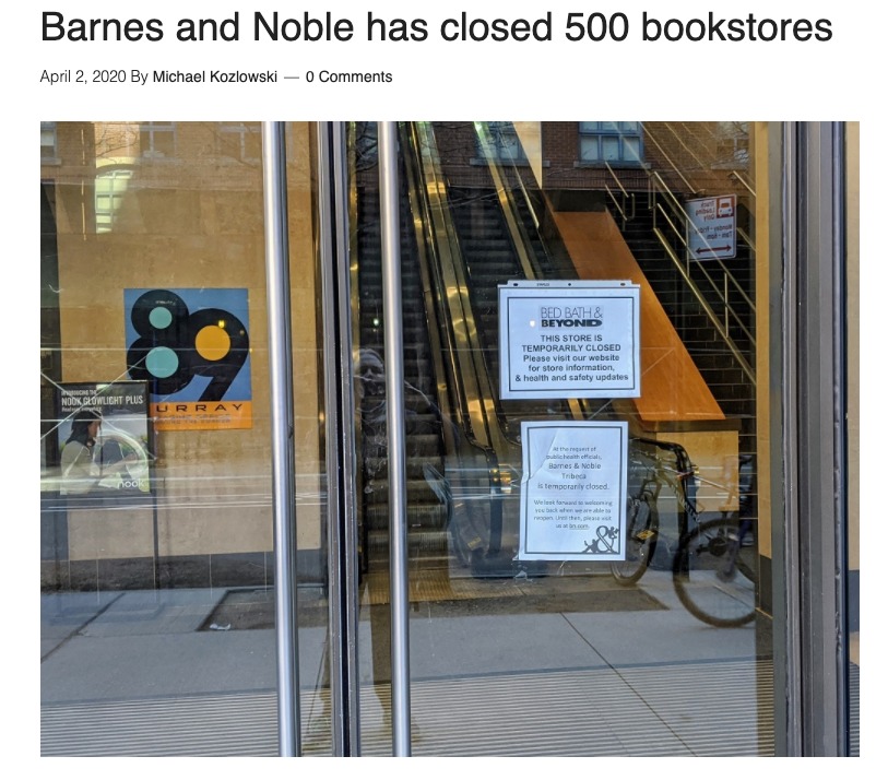 Barnes and Noble Cierra (¿temporalmente?) 500 tiendas