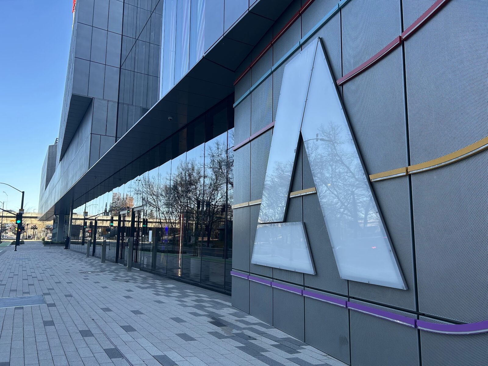 The Adobe logo on the company headquarters in San Jose